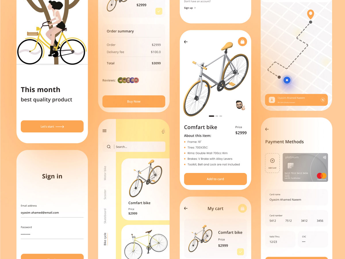 自行车销售、骑行app ui .fig素材