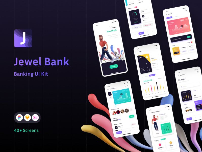Jewel bank 银行金融app ui .xd .fig .sketch素材