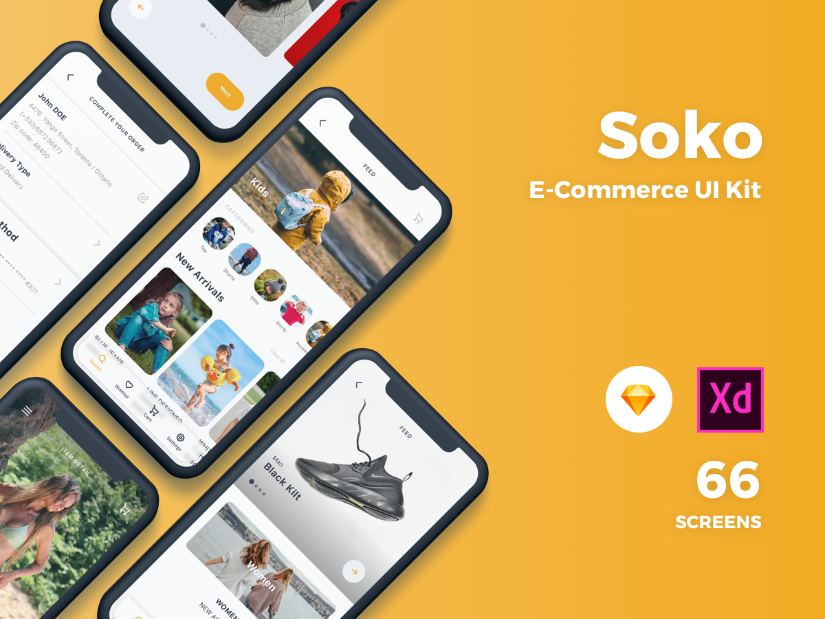 电商app ui 设计模板Soko .xd .sketch素材
