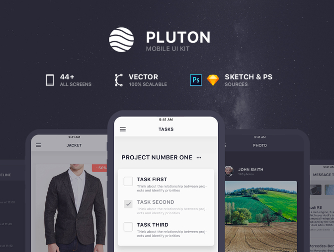 PLUTON电商app ui kit .sketch & psd素材