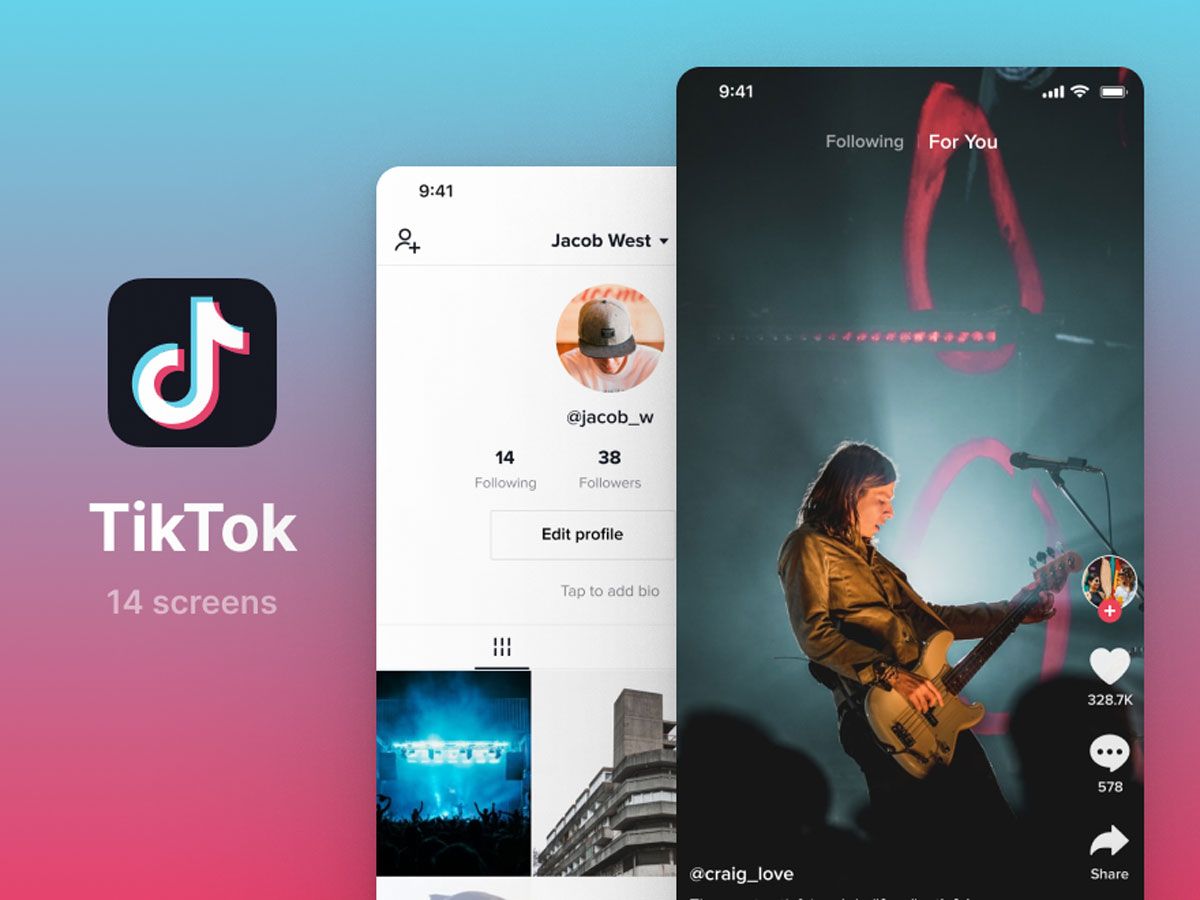 抖音国际版TikTok app ui设计 .fig素材