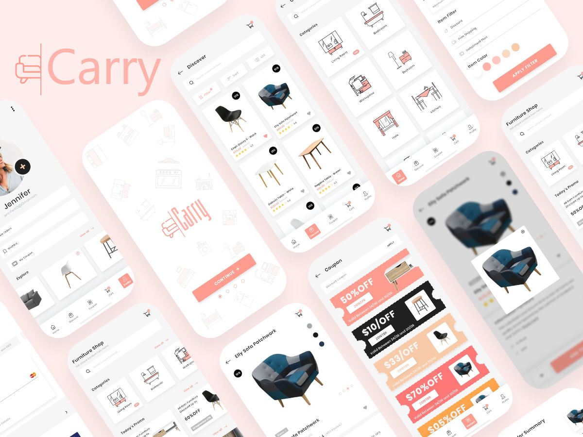 Carry家具电商app ui设计 .xd素材