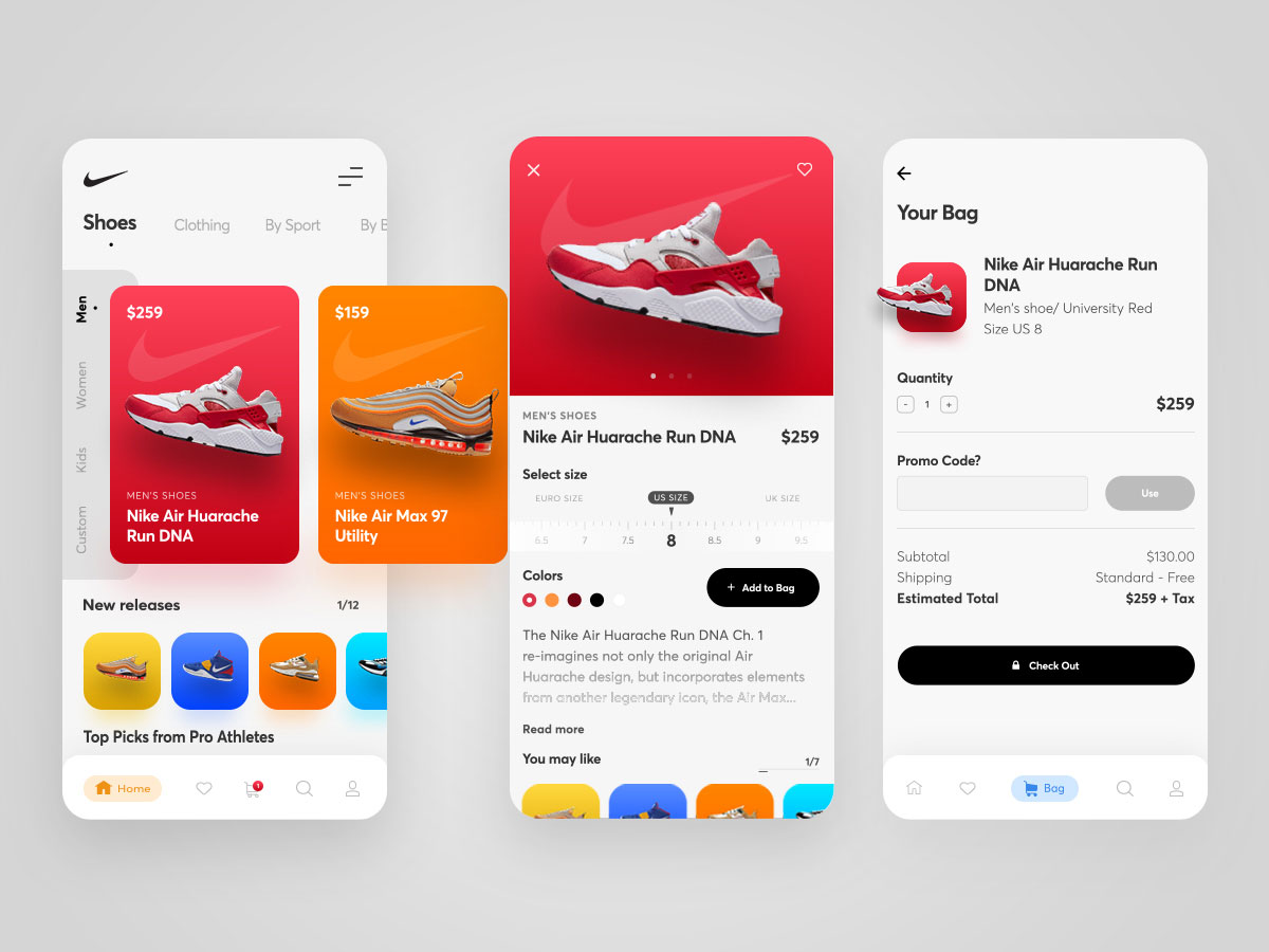Nike app ui redesign .psd素材