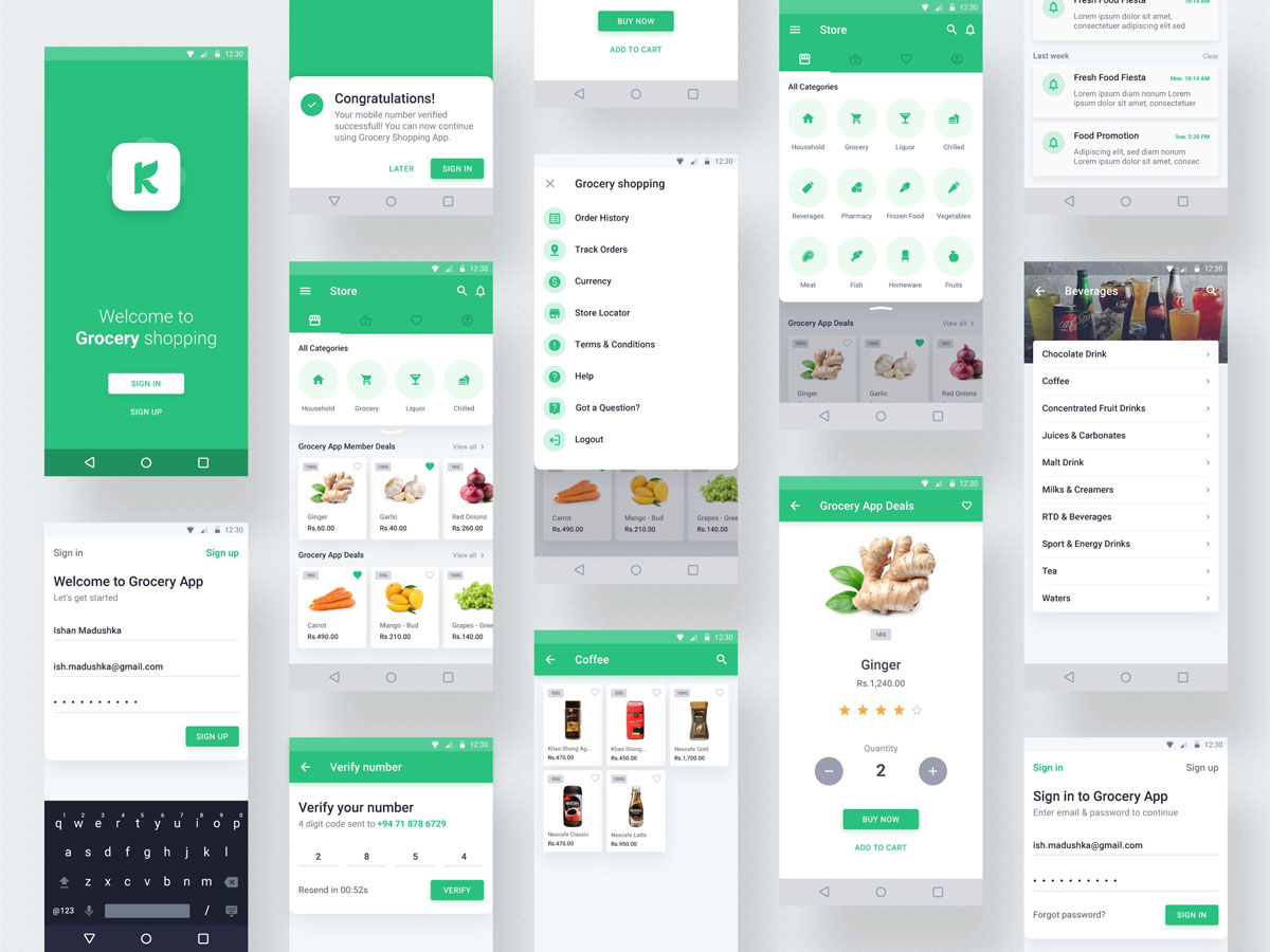 Grocery电商app ui设计 .ai .xd素材