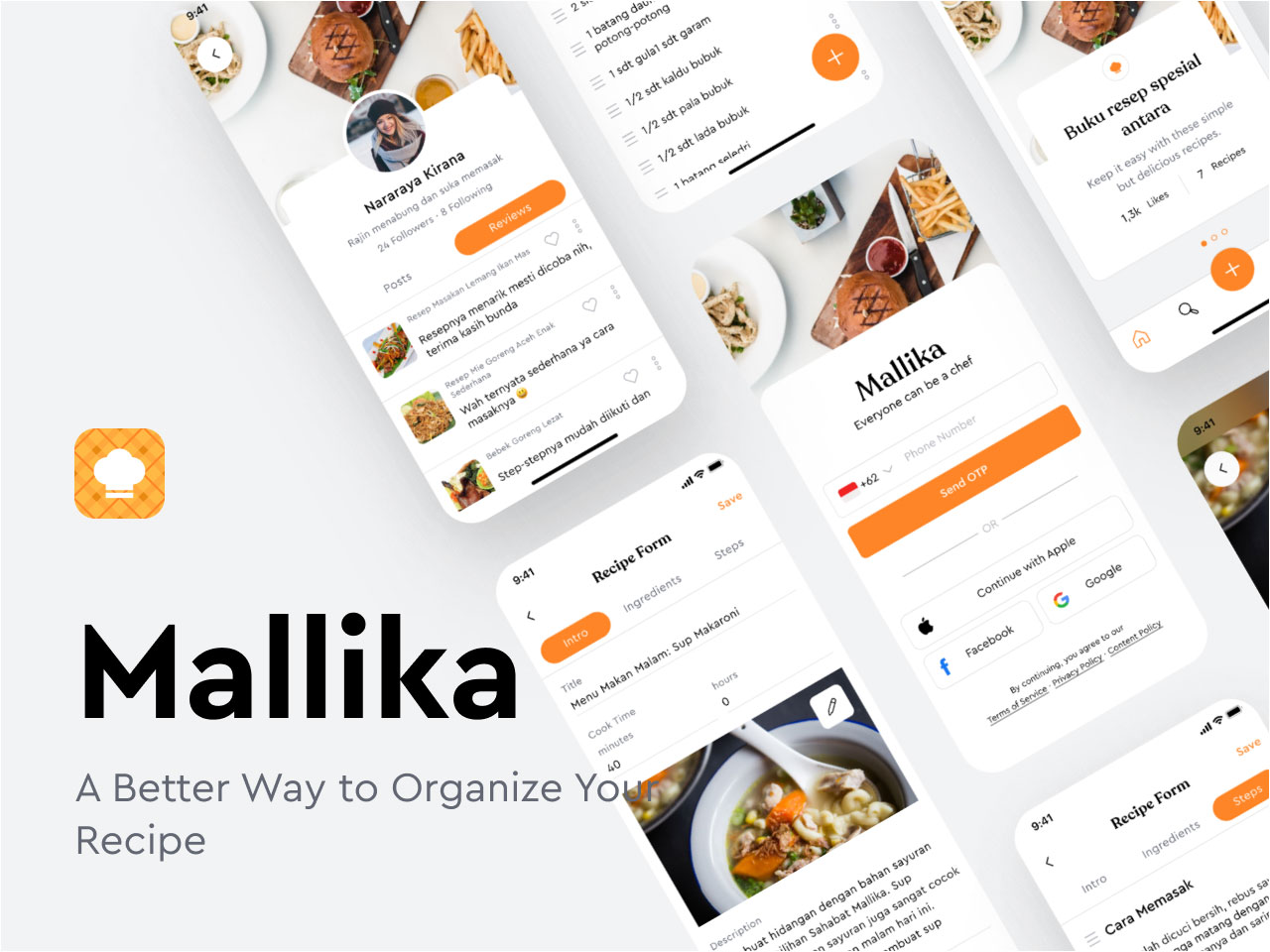 Mallika美食食谱类app ui设计 .fig素材