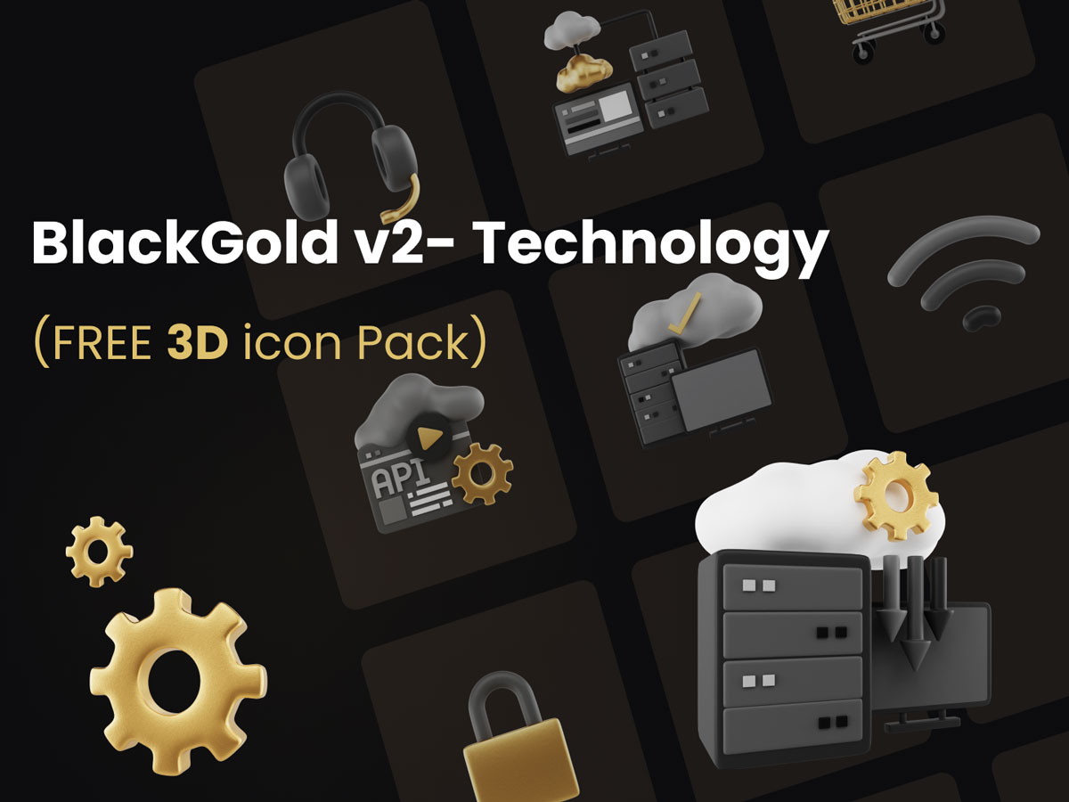 3D 黑金风格科技图标 .fig素材