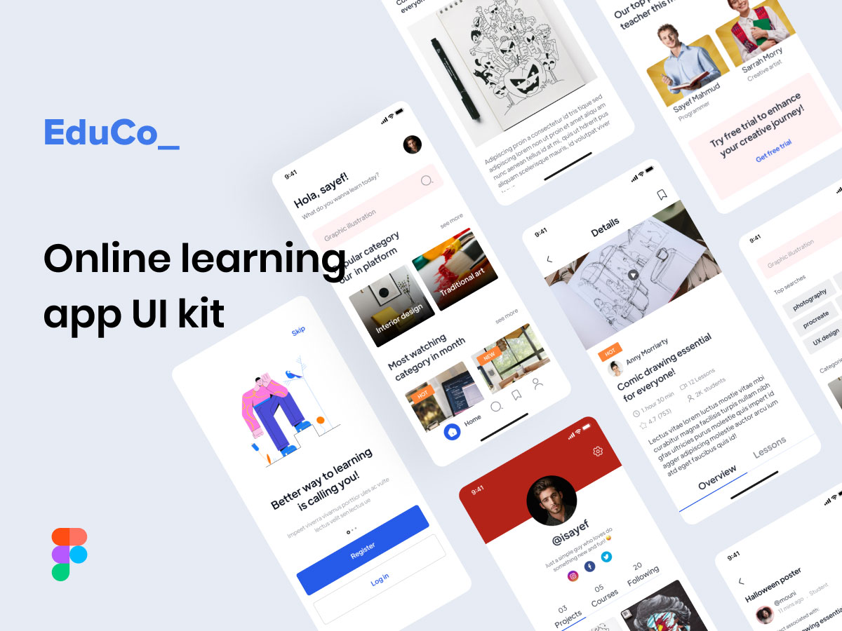 EduCo 在线教育学习app ui设计 .fig素材