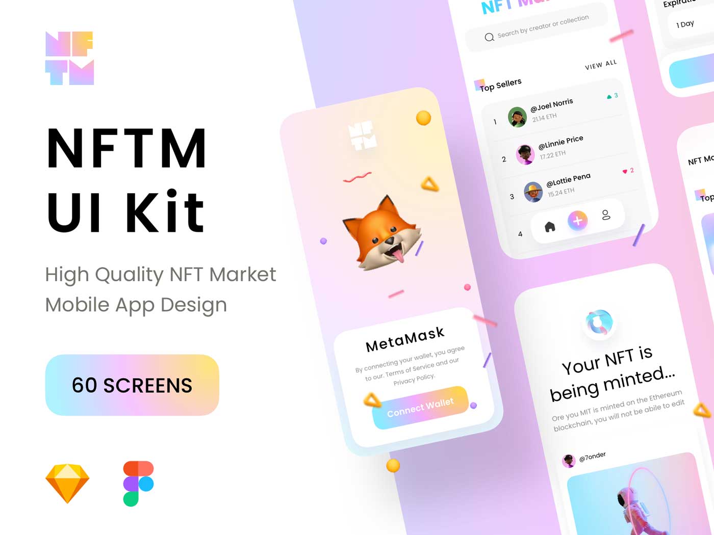 NFT Market 数字藏品交易app ui设计 .fig .sketch素材