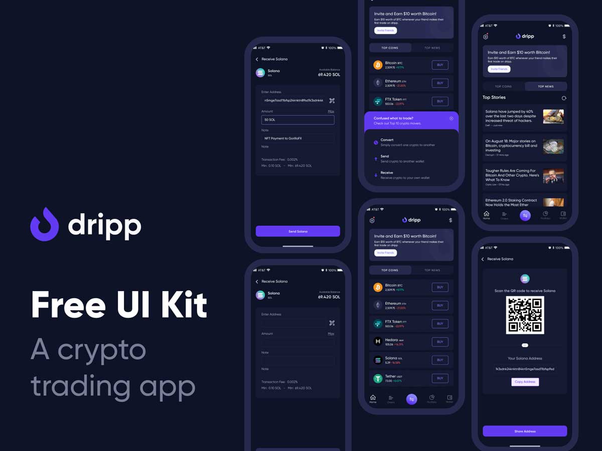 Dripp 数字货币交易app ui设计 .fig素材