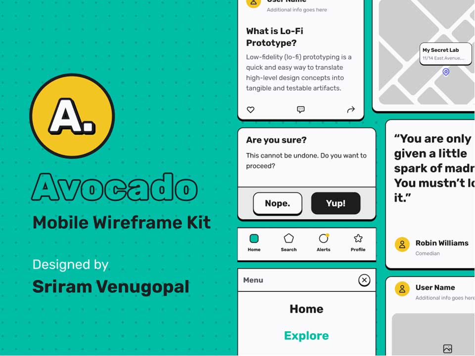 Avocado app ui 线框原型图创作工具包 .fig素材