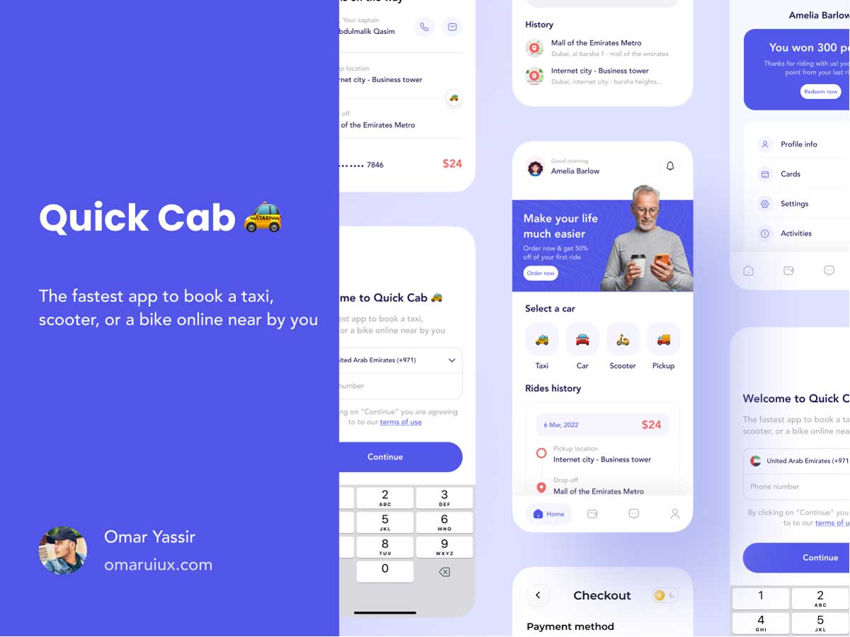 Quick Cab 打车app ui设计 .fig素材