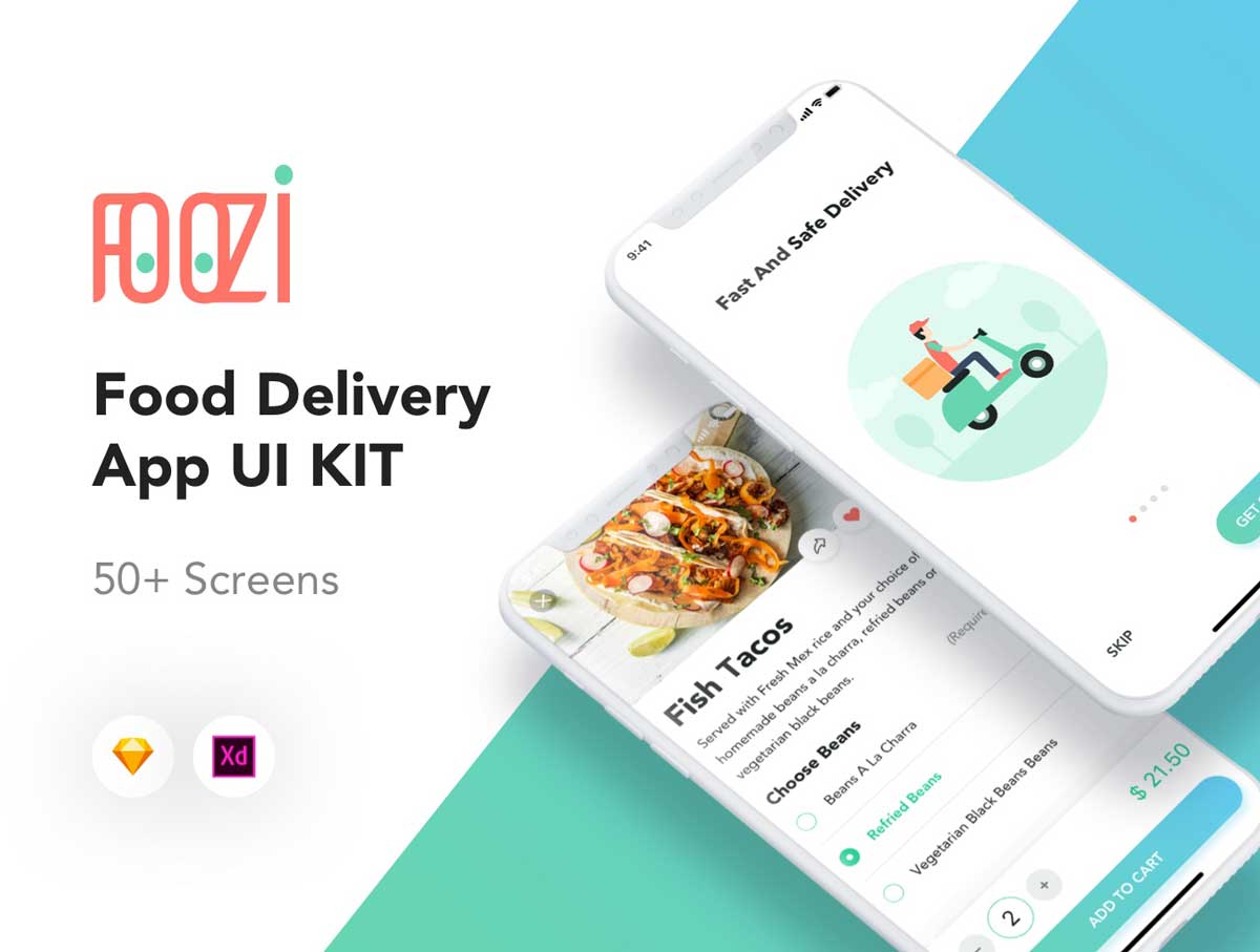 Foozi美食外卖app ui设计 .xd .sketch素材