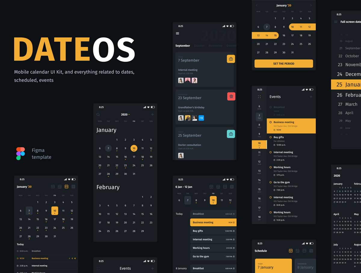 DateOs日历、日程管理app ui设计 .fig素材