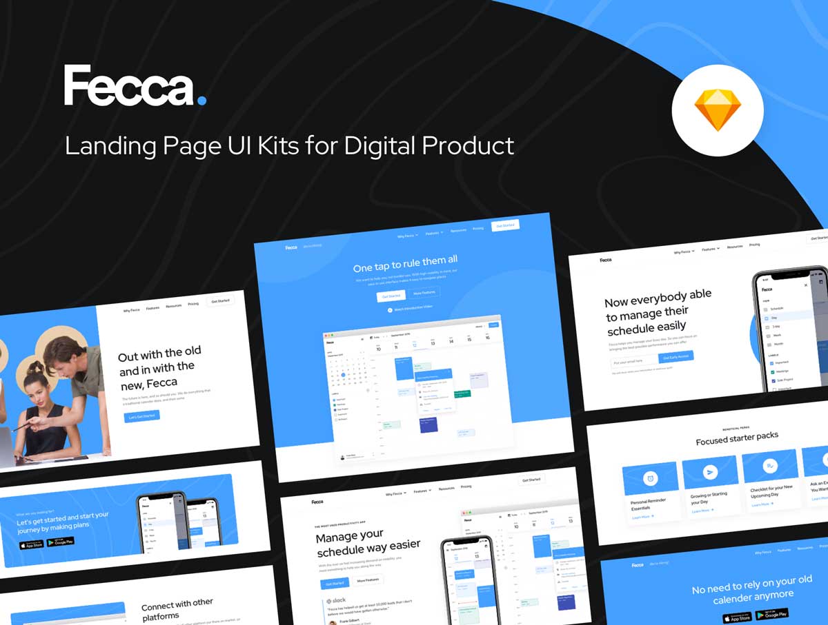 Fecca登录页面UI工具包 .sketch素材