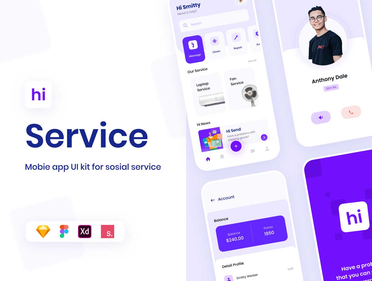 Social Service社会服务app ui设计 .fig .xd .sketch素材