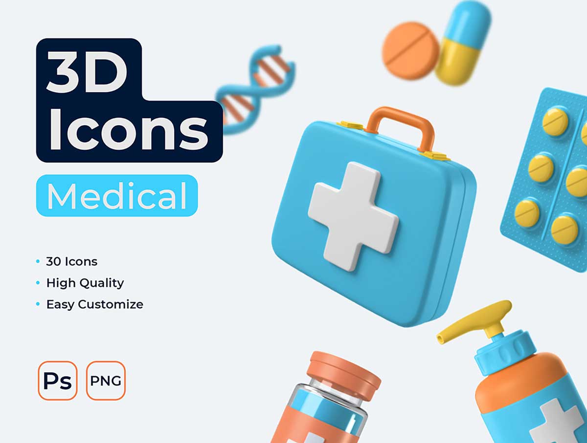 Medical 医疗3D图标素材 .psd源文件