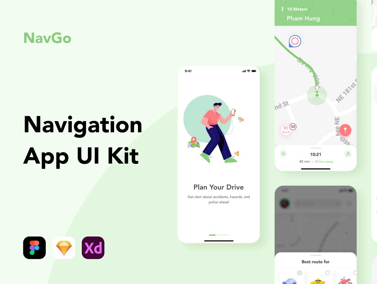 NavGo导航app ui设计 .fig .xd .sketch素材