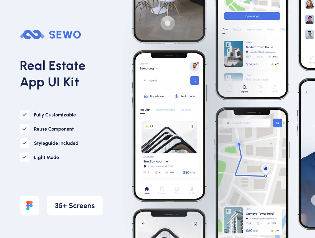 Sewo – 房地产app ui设计 .fig素材