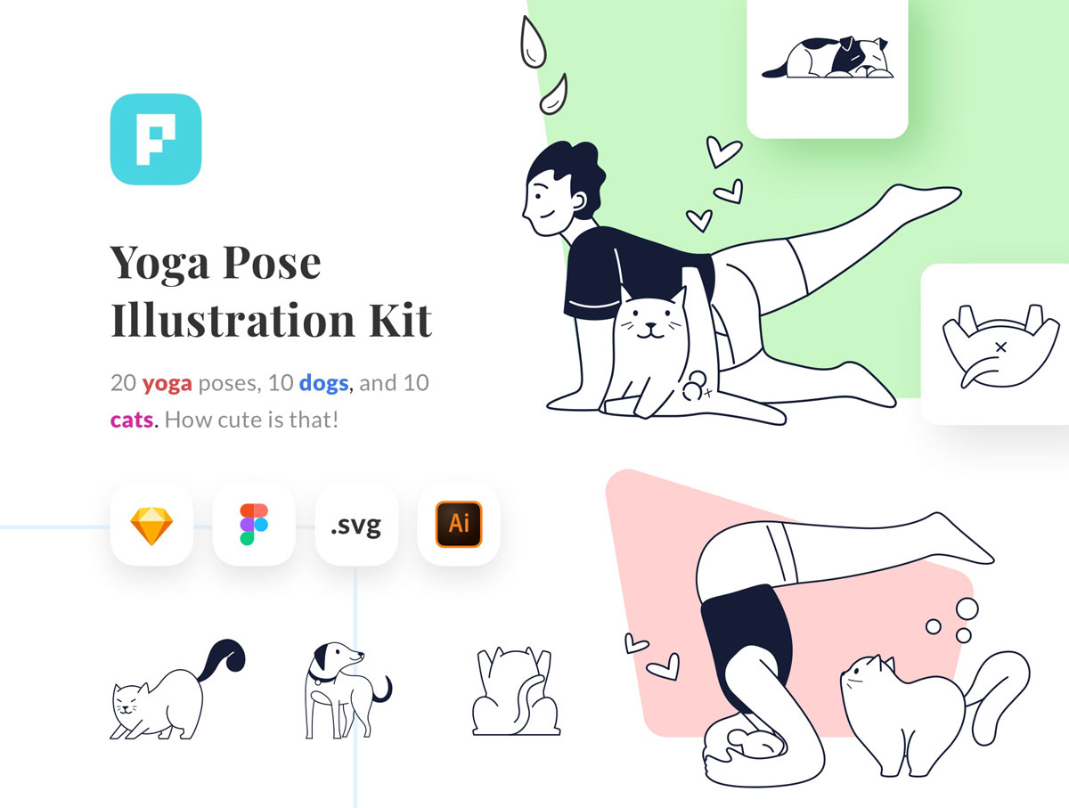 Yoga Pose瑜伽插画设计 .fig .ai .svg .sketch素材