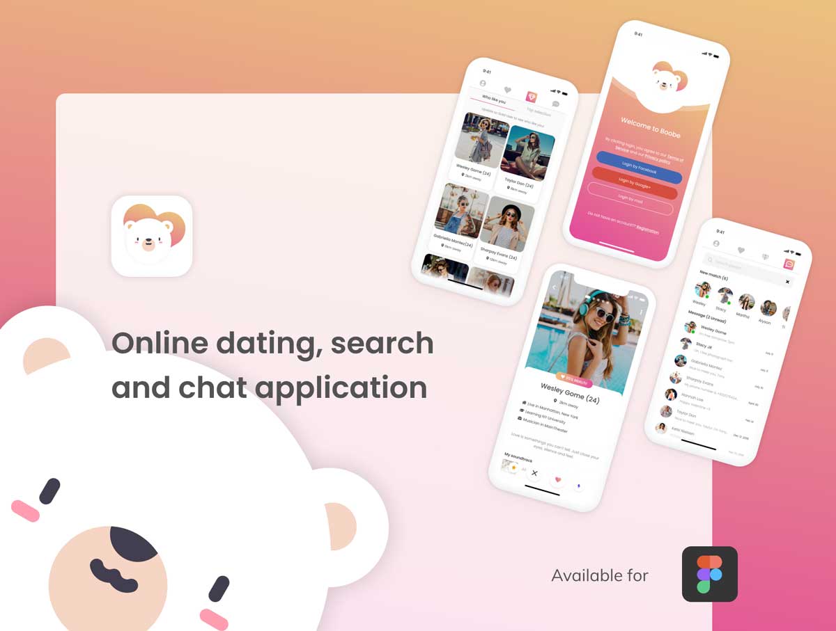 Boobe – 在线约会、聊天app ui设计 .fig素材