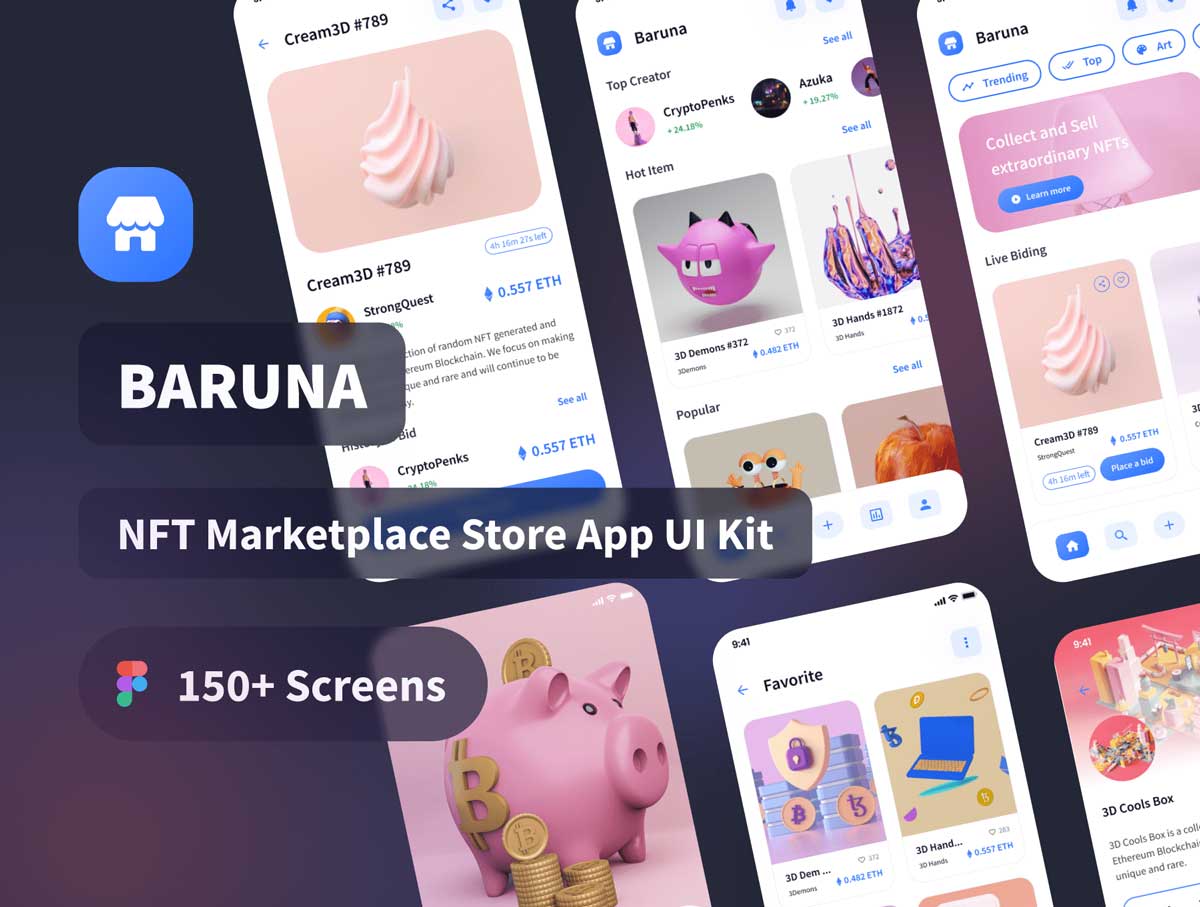 Baruna – NFT市场商店app ui设计 .fig素材