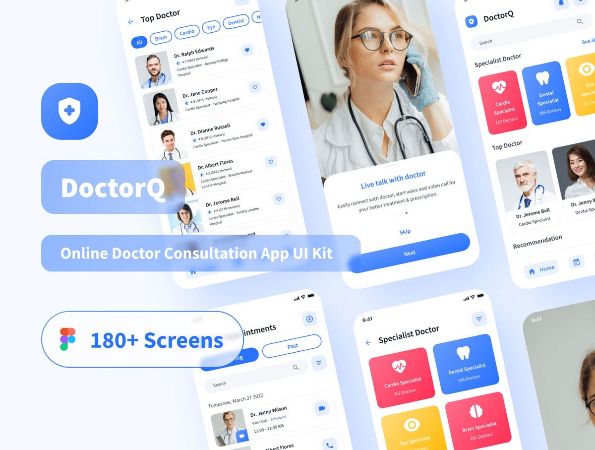 DoctorQ – 成套在线医生咨询app ui设计 .fig素材