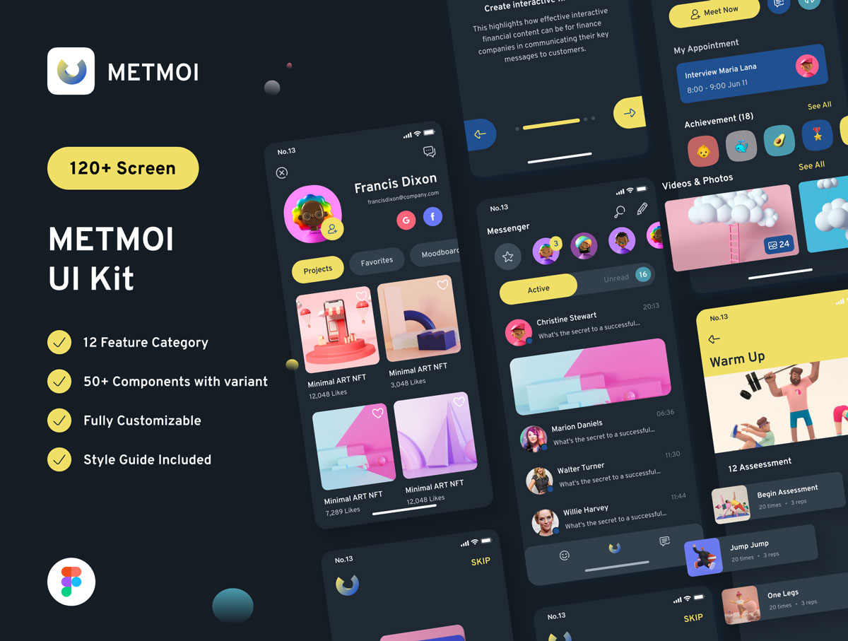 Metmoi 暗黑模式app ui设计 .fig素材