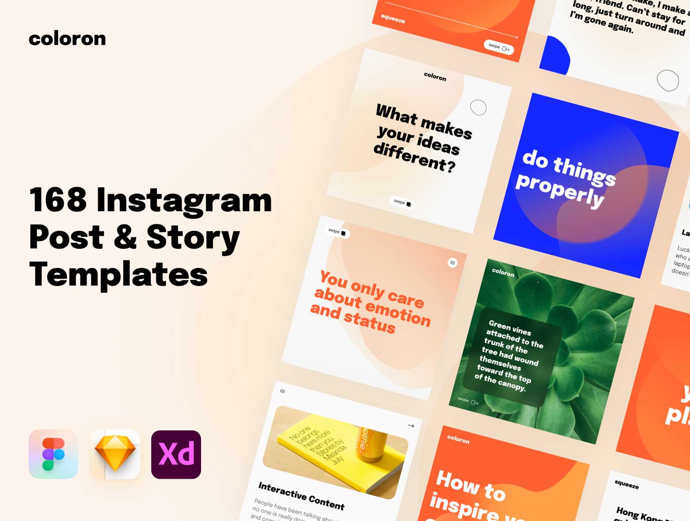 Coloron – Instagram卡片式设计模板 .fig .xd .sketch素材
