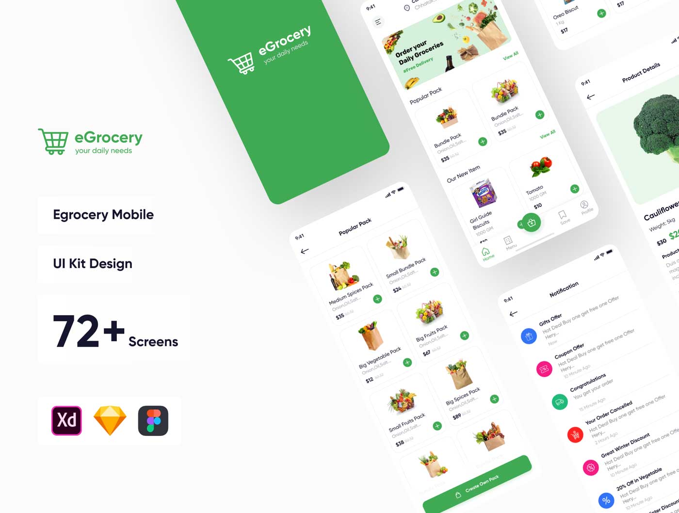E Grocery社区电商app ui设计 .fig .xd .sketch素材