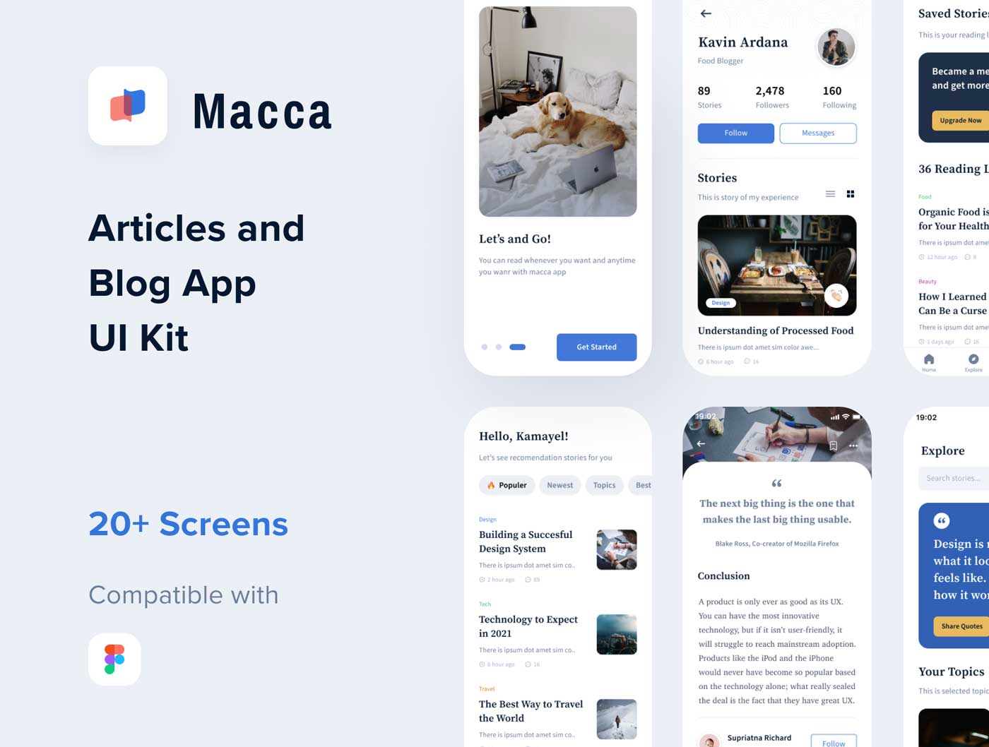 Macca-文章&博客app ui设计 .fig素材