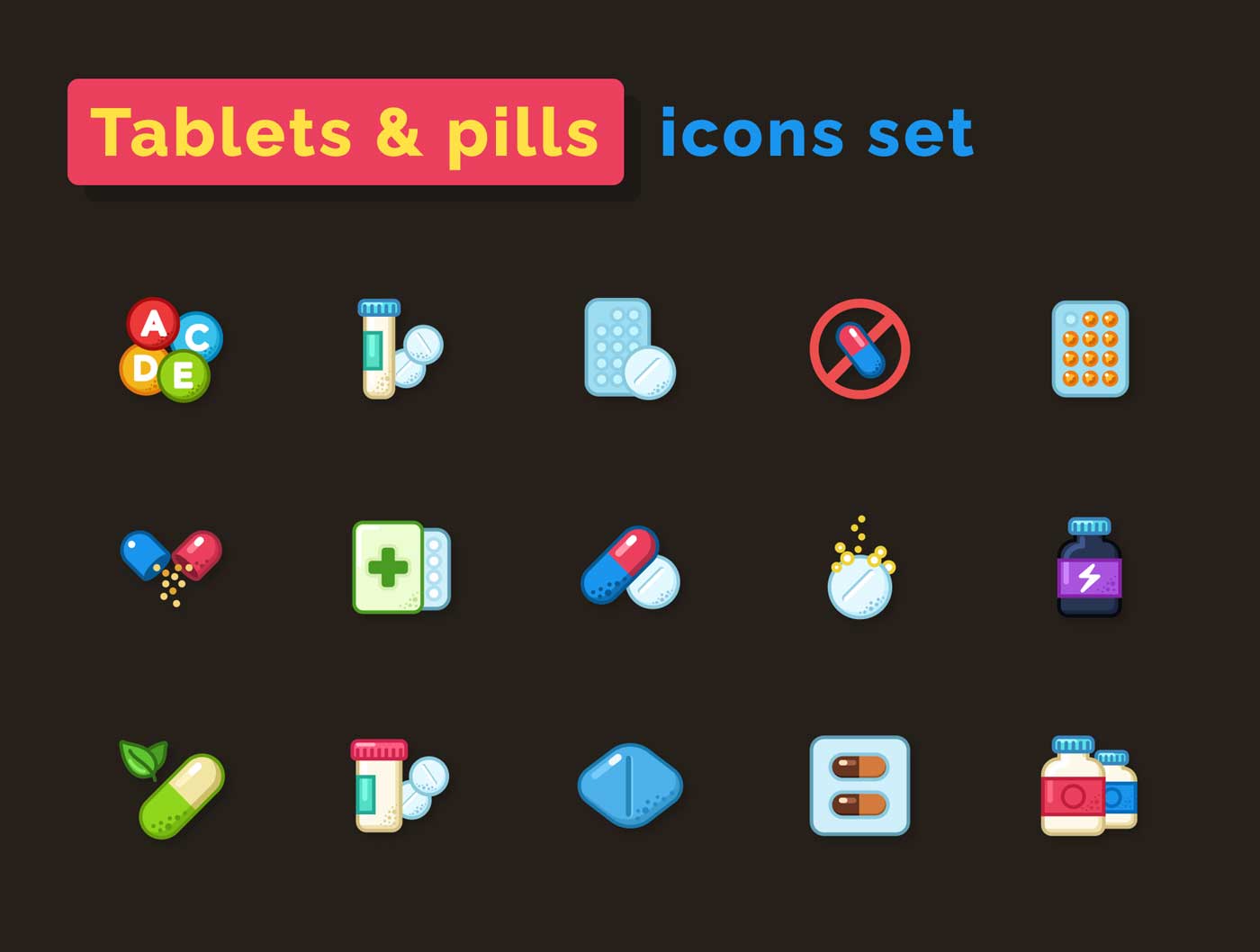 Pills & Tablets医疗健康图标设计 .xd .sketch .studio素材