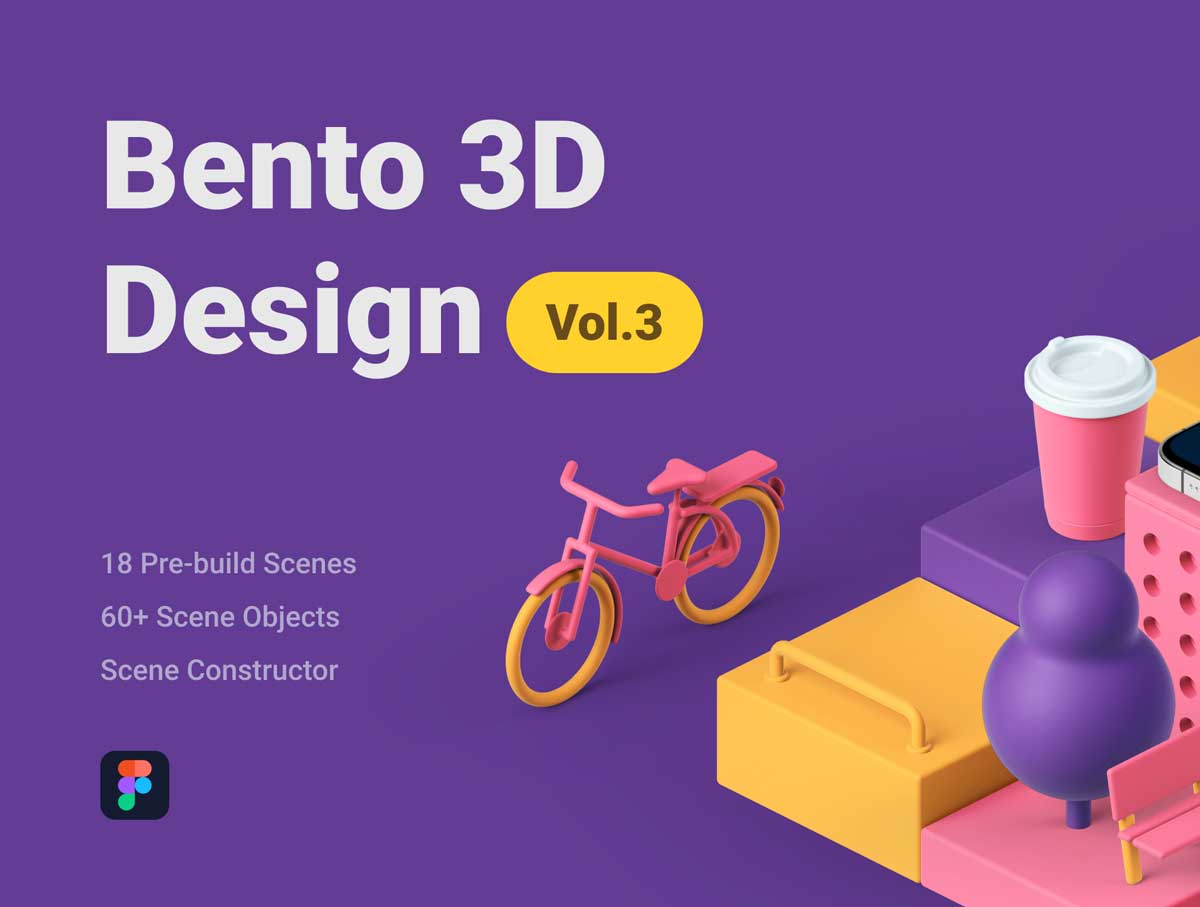 Bento3D模拟场景设计素材Figma源文件