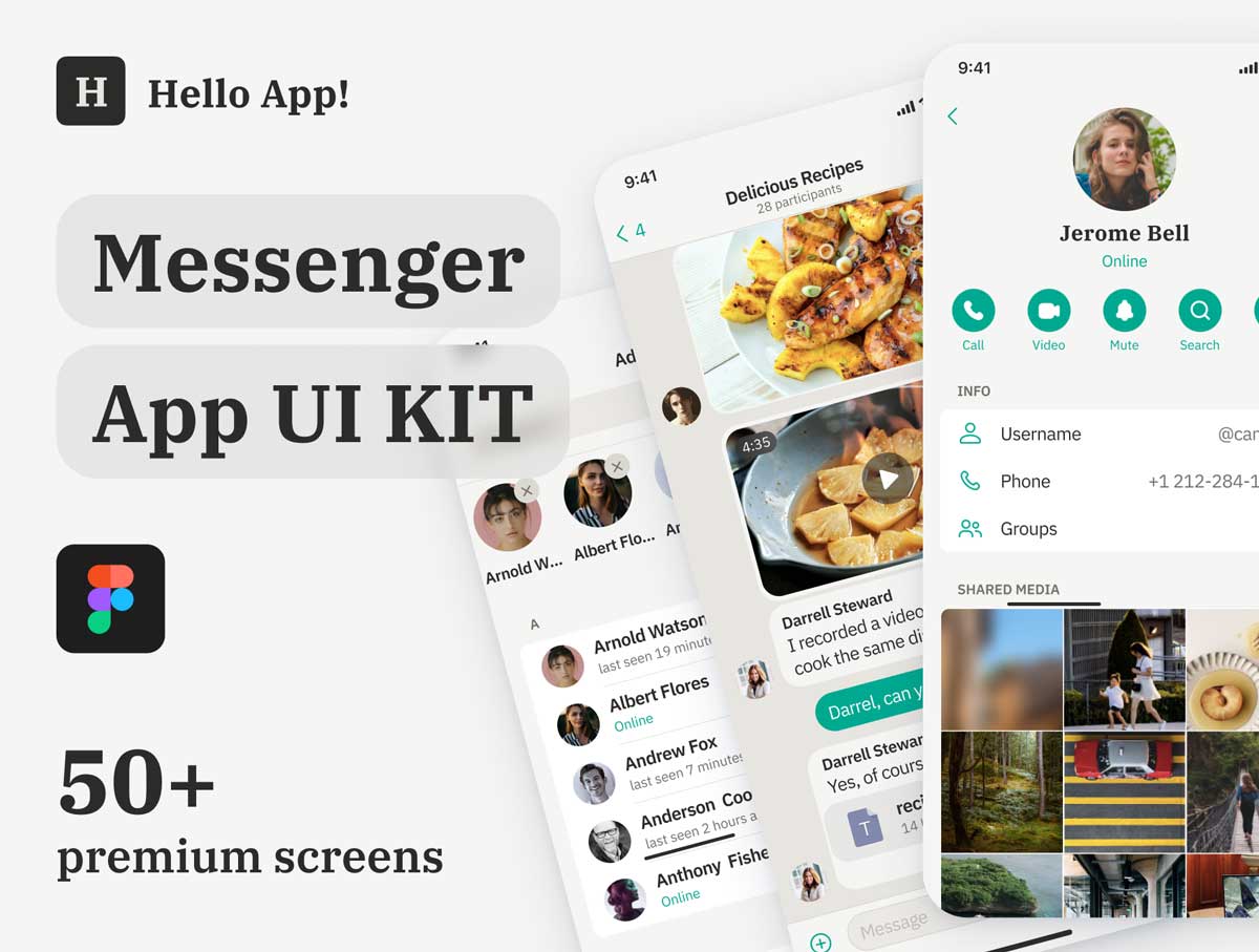 社交聊天app ui设计 Figma素材