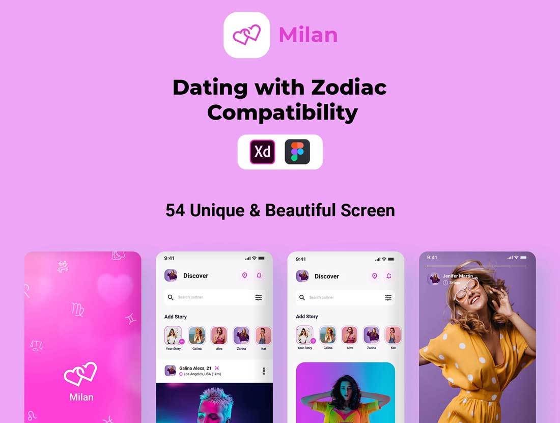 Milan-Dating社交聊天app用户界面设计XD素材
