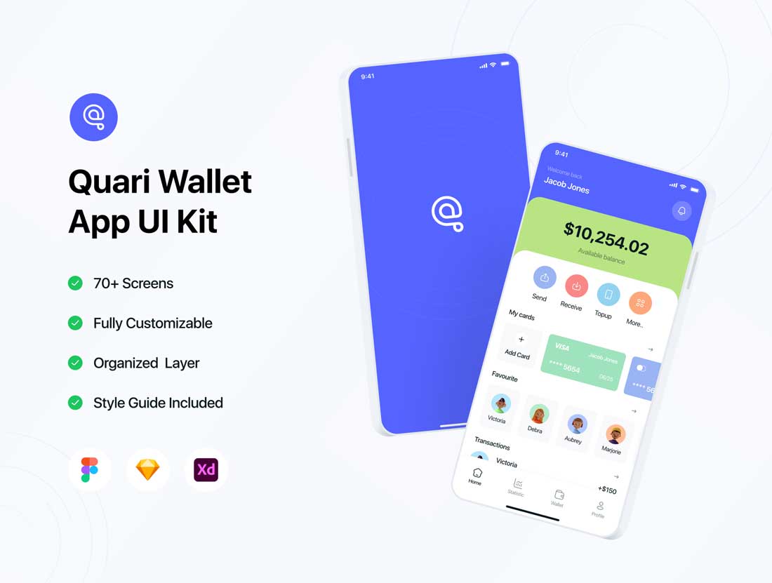 Quari金融钱包app用户界面设计Figma、XD、sketch素材