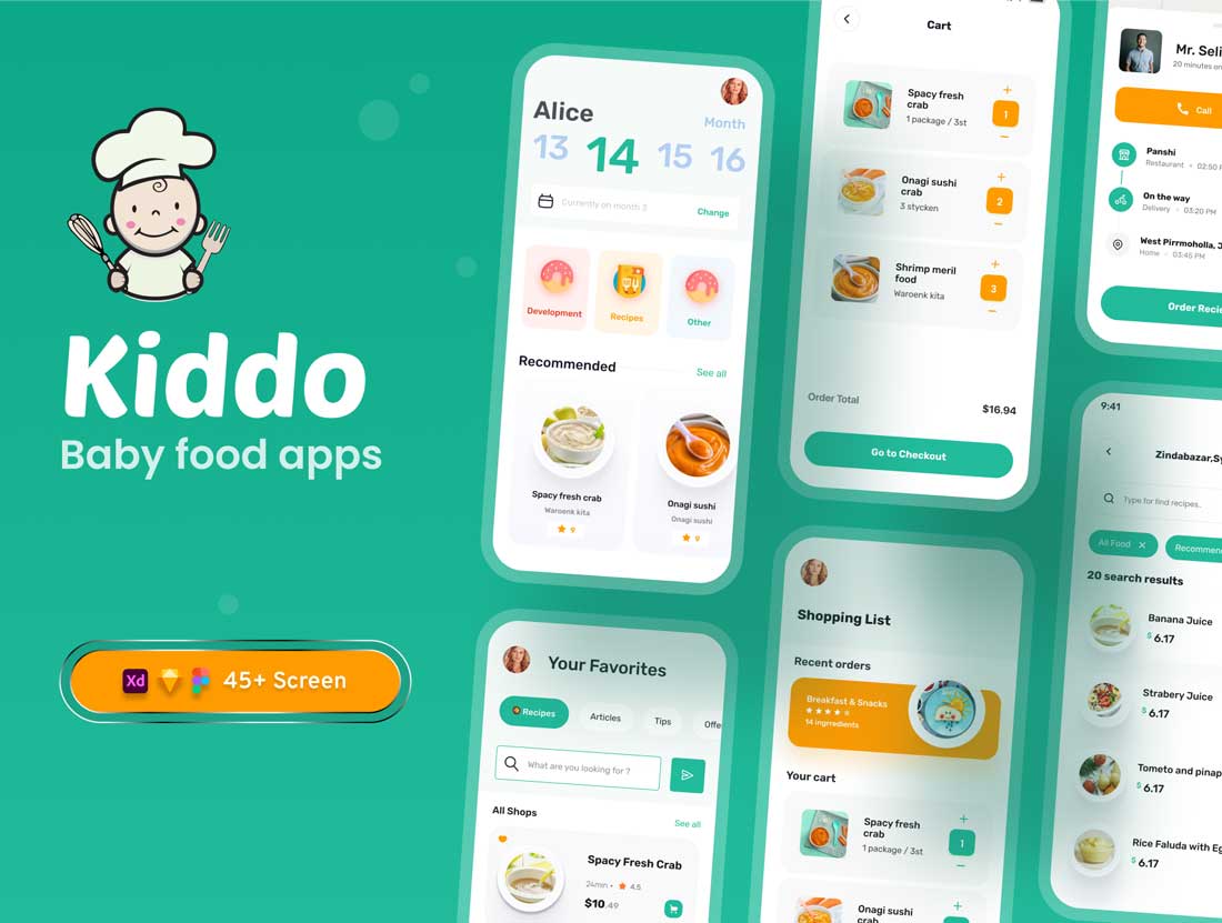 Baby婴儿食品app用户界面设计Figma素材