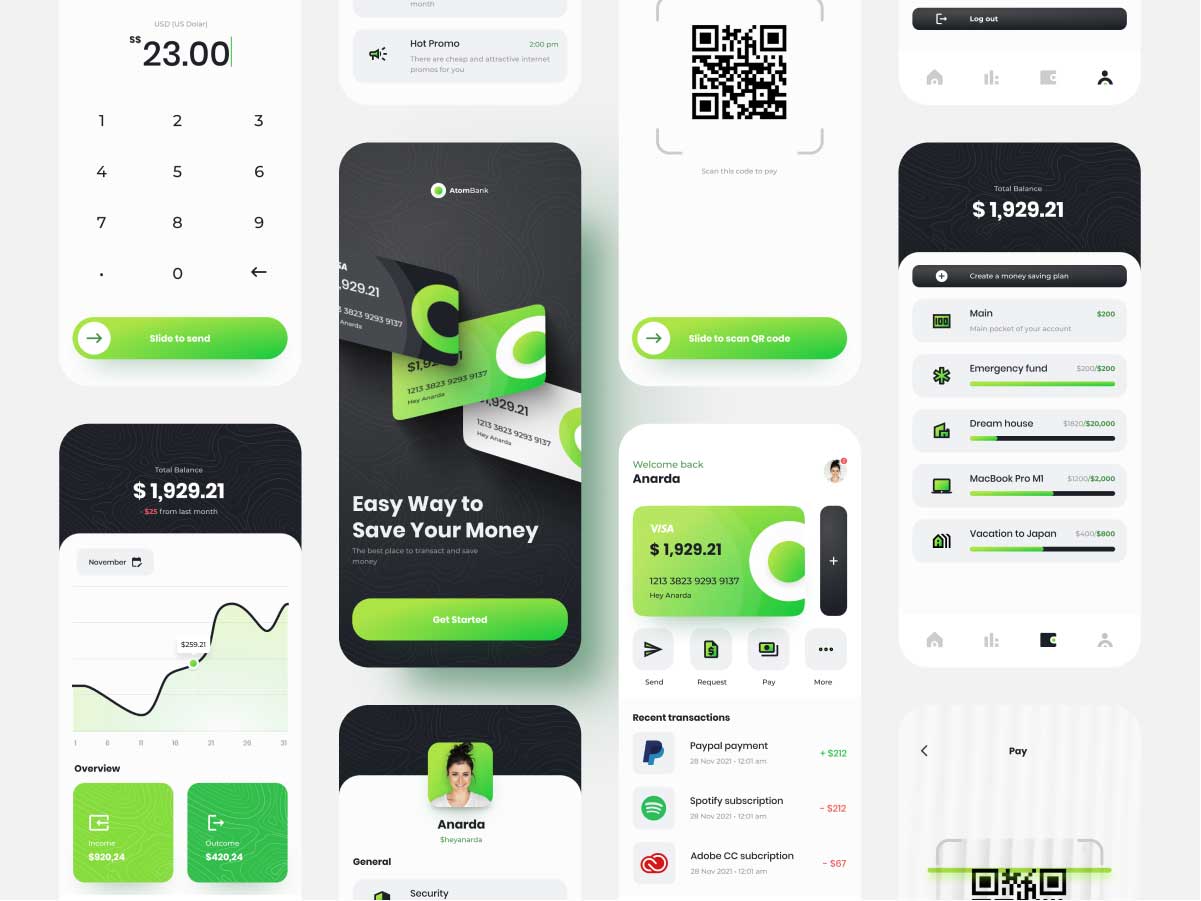 金融钱包支付app界面设计fig素材