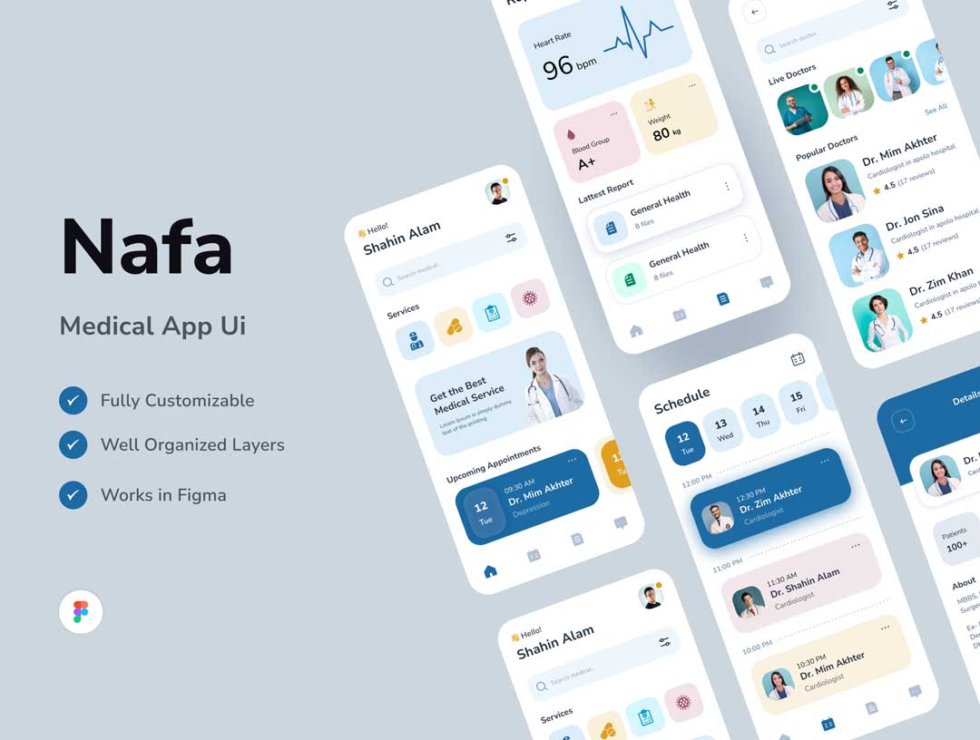 Nafa在线医疗app用户界面设计Figma素材