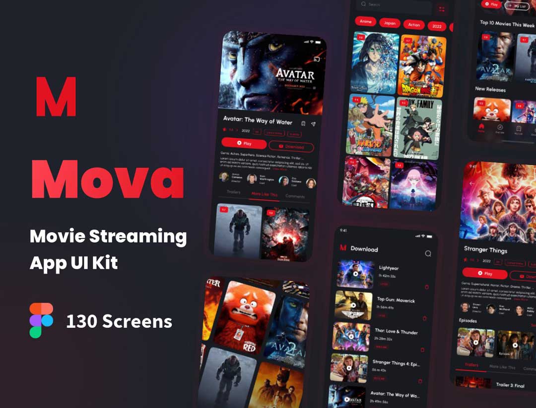 Mova电影app用户界面设计Figma素材