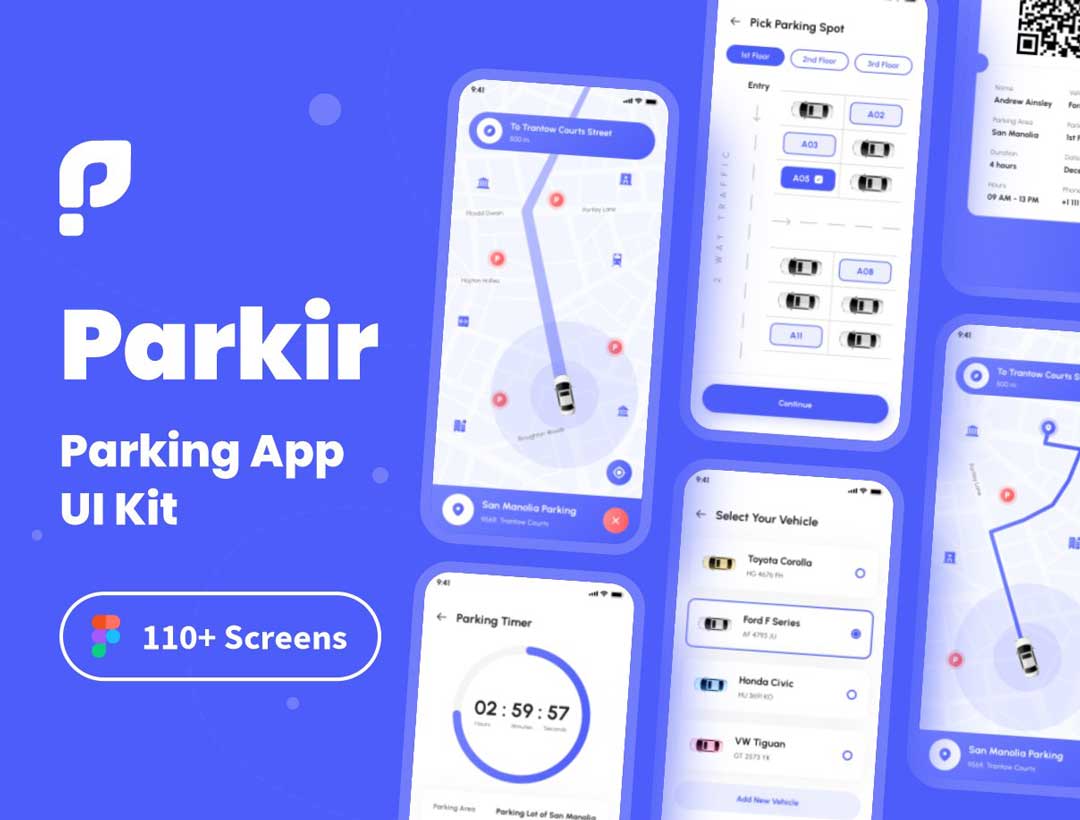 Parkir停车app应用程序UI设计Figma素材