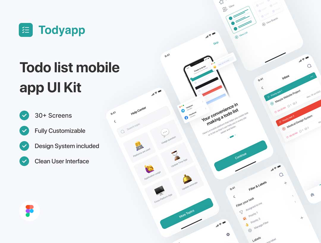 Todyapp任务管理、待办事项app用户界面设计figma素材