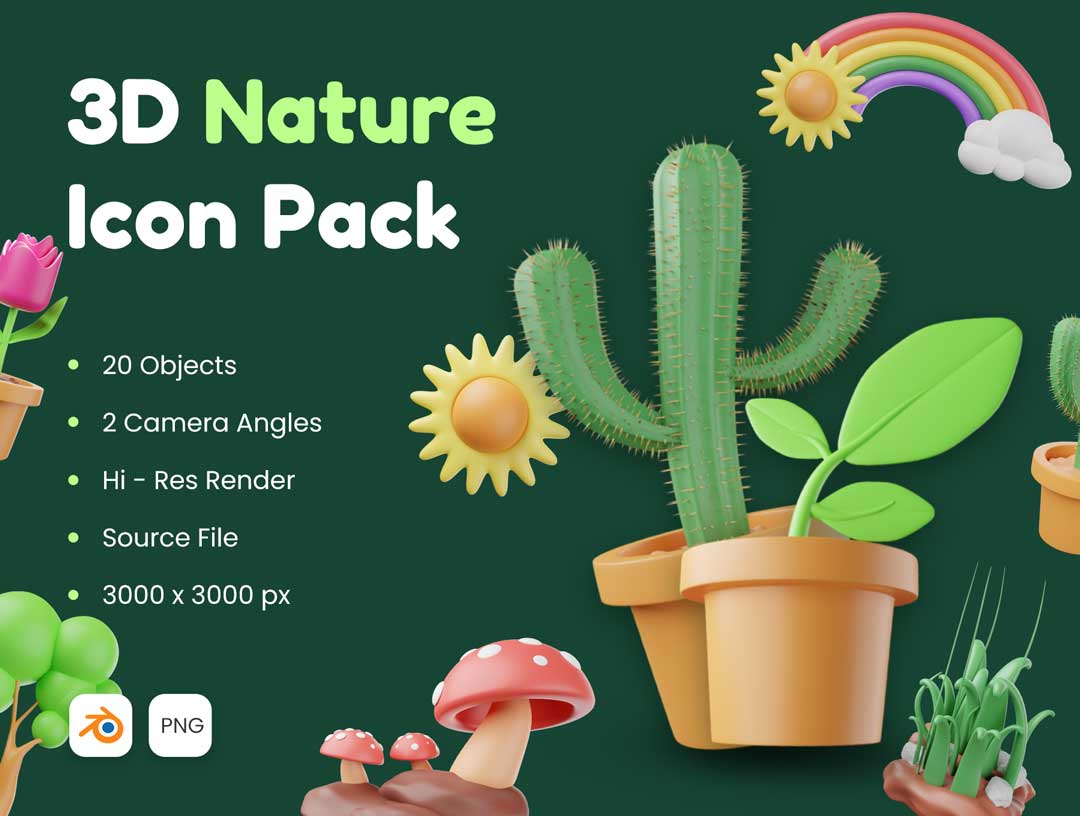 3D植物图标设计素材Blender源文件