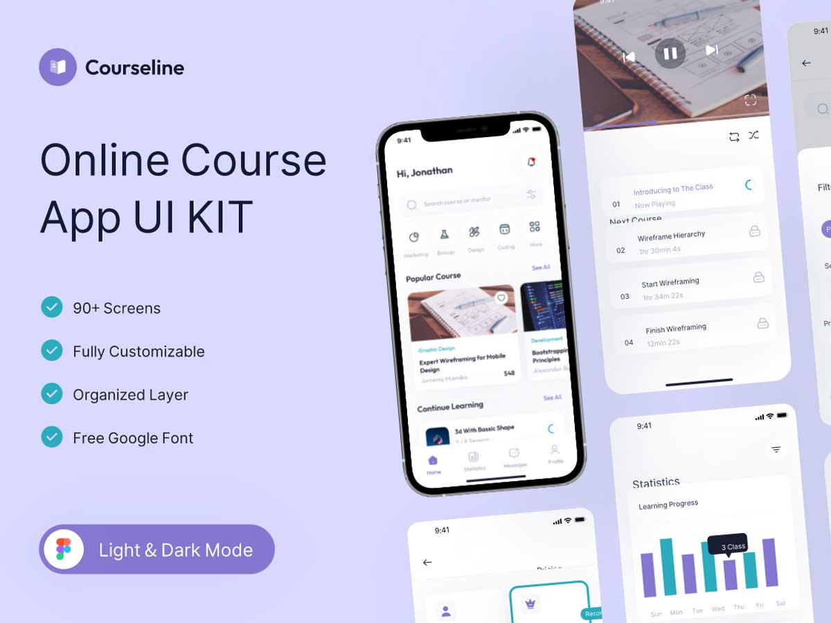 Courseline-在线学习app用户界面设计素材