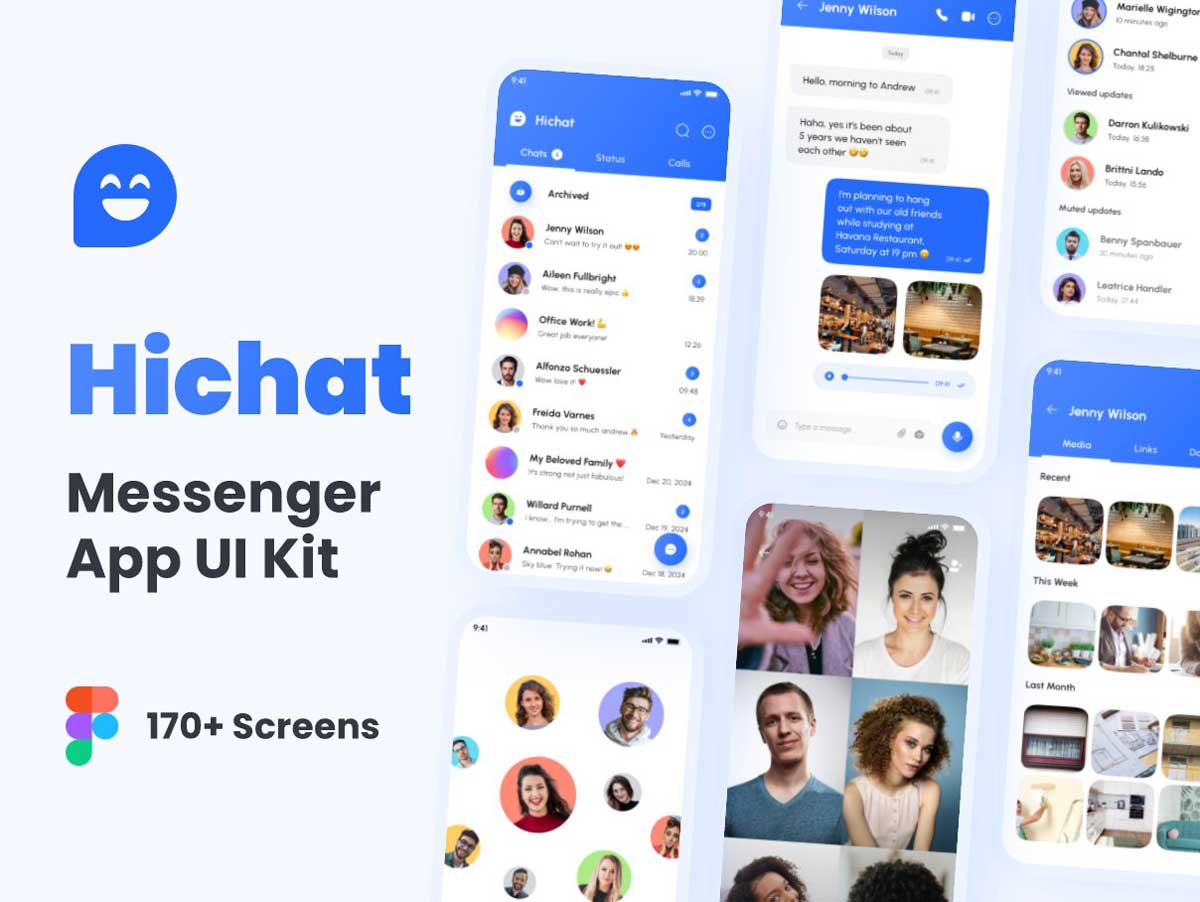 Hichat成套社交聊天app用户界面设计素材