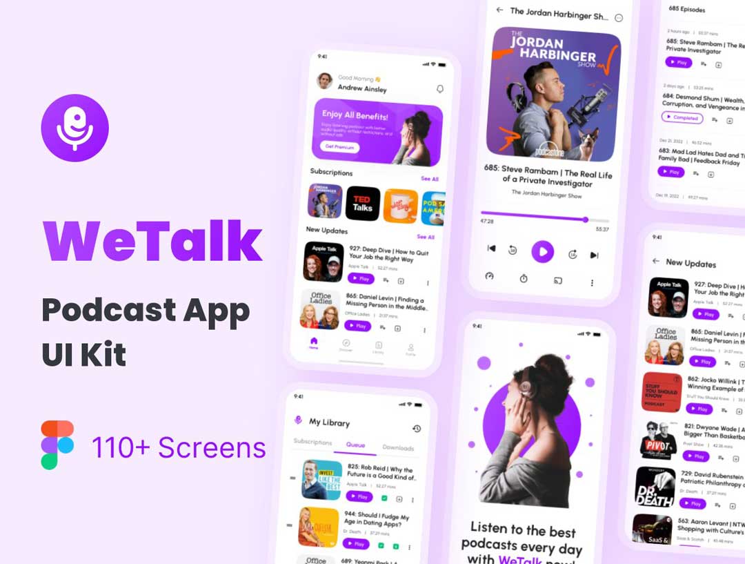 WeTalk播客应用程序UI设计素材