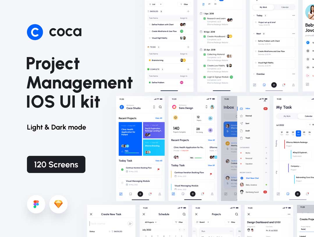 Coca项目管理app应用程序UI设计素材