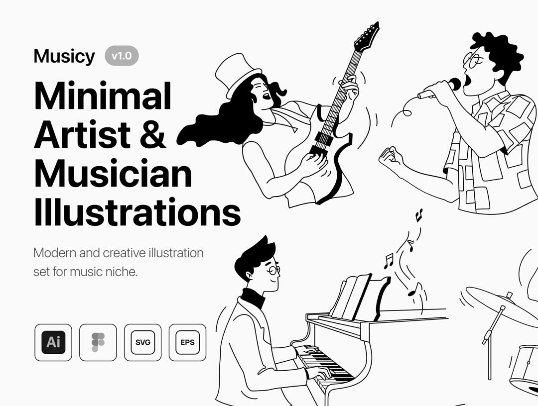 Musicy音乐、艺术家插画设计素材