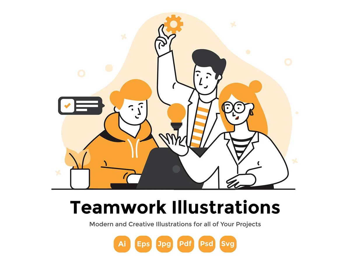 Teamwork团队合作插画设计素材
