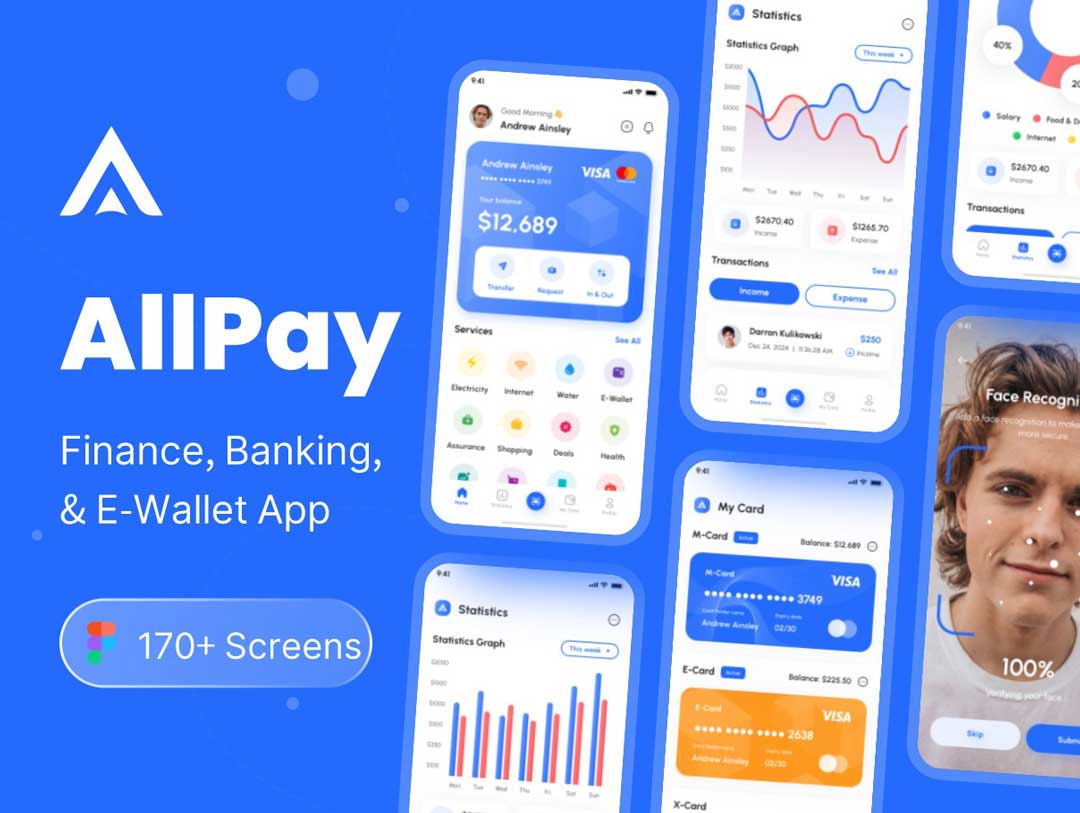 AllPay金融、银行和电子钱包应用程序UI套件