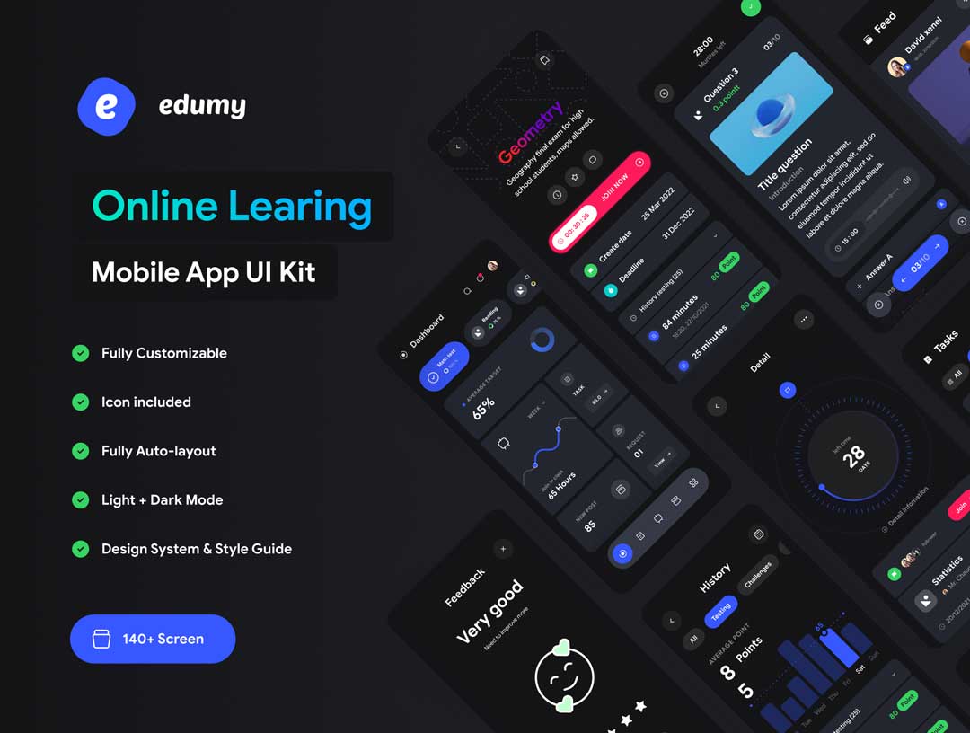 Edumy在线学习移动应用程序UI设计素材